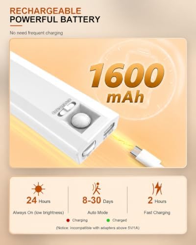 2-Pack 10 inch LED Rechargeable Under Cabinet Lights Motion Sensor - Image 5