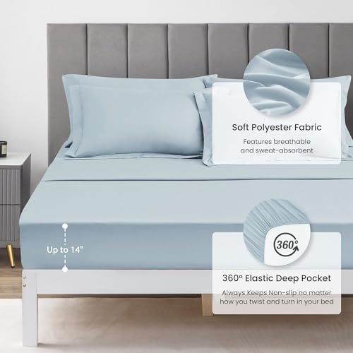 Love's cabin Oversized Queen Comforter Set, 7 Pieces in a Bag, Light Blue - Image 5