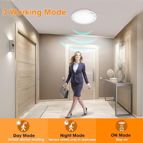 2 Pack Rechargeable Motion Sensor Ceiling Light, Wireless Closet Light - Image 4