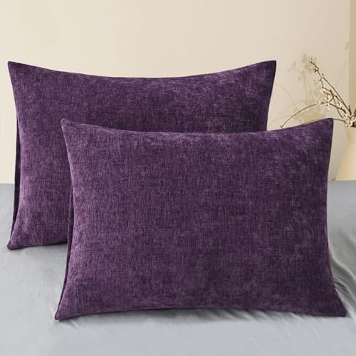 CaliTime Decorative Standard Throw Pillow Covers 26 X 20 Inches Plum Purple by CaliTime