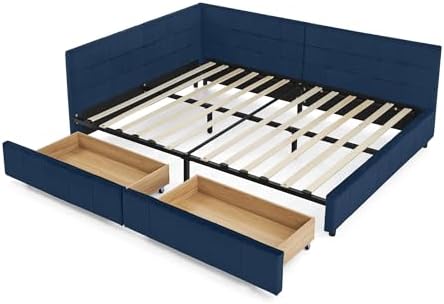 RuiSiSi Full Size Daybed with Storage Drawers, Upholstered Corner Bed with L - Image 5