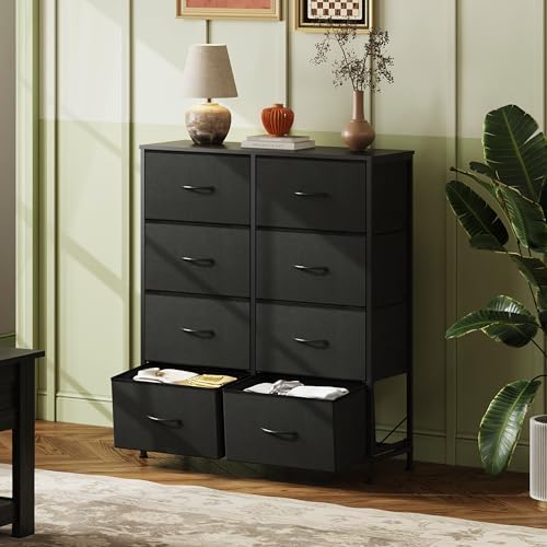 WLIVE 8 Drawer Black Fabric Dresser - Image 2