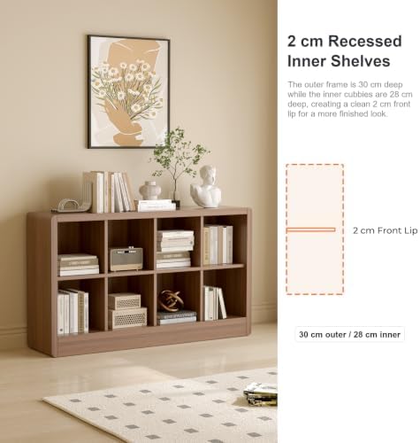 Low Cube Bookcase, 8-Cube Storage Organizer Shelf - Image 5