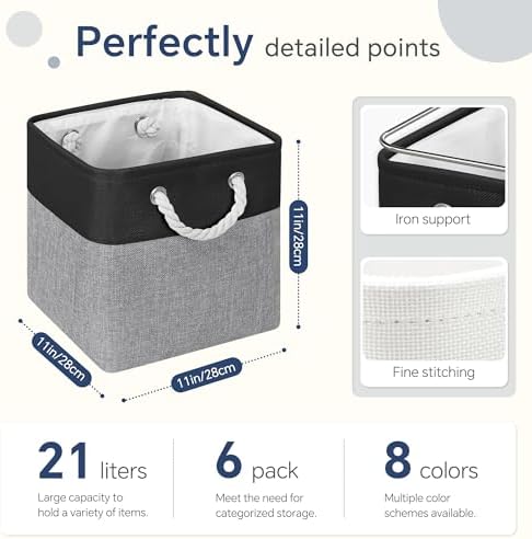 11 inch Cube Storage Bin with Handles 6 Pack - Image 4