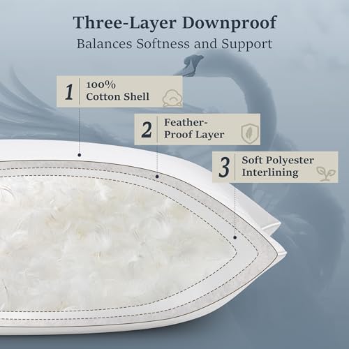 COZSINOOR Goose Feather Pillows Queen Size - Image 3