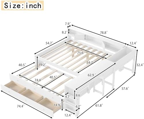 Full Corner Bed Frame with Desk, Storage Drawers and Trundle - Image 2