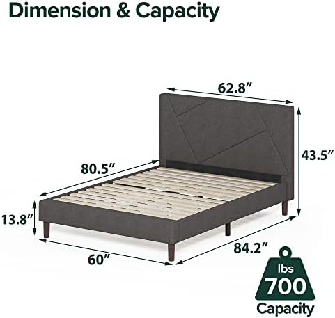 Zinus Judy Upholstered Platform Bed Frame, Mattress Foundation, Wood Slat - Image 2