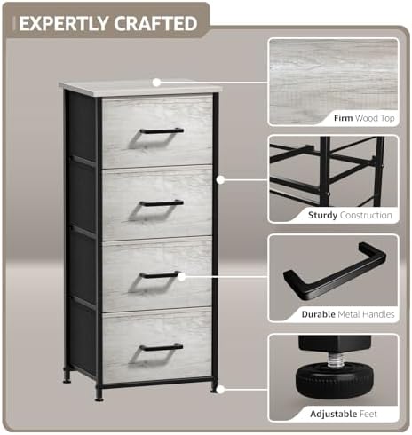 Sorbus 4 Drawer Dresser, Wood Top & Fabric Drawers - Image 4