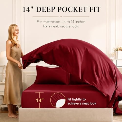 CozyLux King Comforter Set 102"x90" Dark Red - Image 5