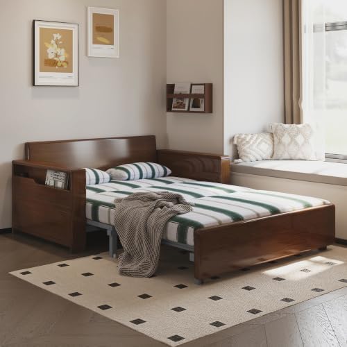 59"3-in-1Convertible Sleeper Sofa, Solid Wood Frame folding sofa by Unknown