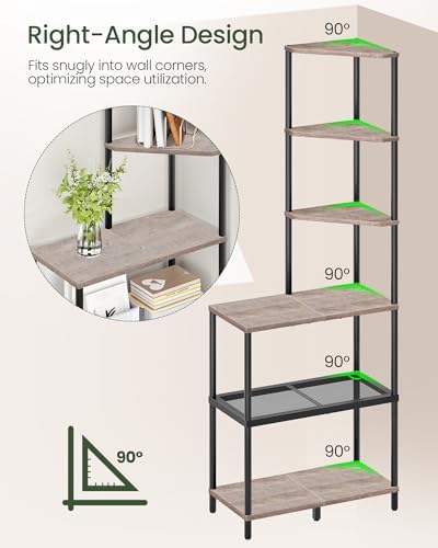 6-Tier Corner Shelf, Industrial Corner Bookshelf - Image 5