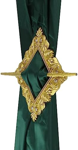 2 Pack Gold Rhombus Curtain Tiebacks, Square Drapery Holdbacks - Image 5