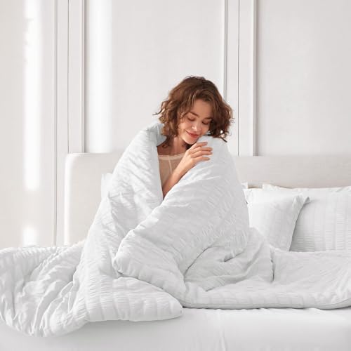 MUXHOMO King Comforter Set 7 Pieces, Seersucker Bed in a Bag - Image 6