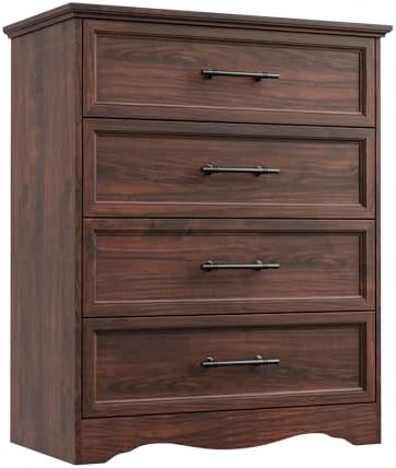 YANSNWO Walnut 4 Drawer Dresser by YANSNWO