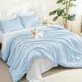 Litanika Light Blue Comforter Full Size, 3 Pieces Lightweight Solid Bed Set by Litanika