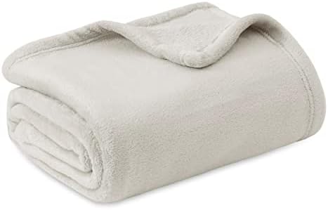 Bedsure GentleSoft Fleece Throw Blanket Linen Beige by BEDSURE
