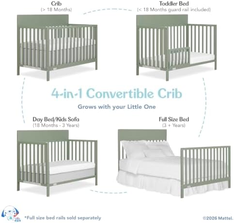 Fisher-Price Meadowbrook 4-in-1 Convertible Full Size Baby Crib, Wooden Nursery - Image 5