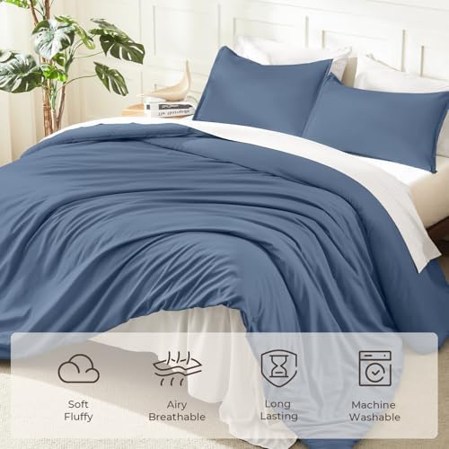 Litanika Ocean Blue California King Comforter Set, 3 Pieces Solid Bedding - Image 3