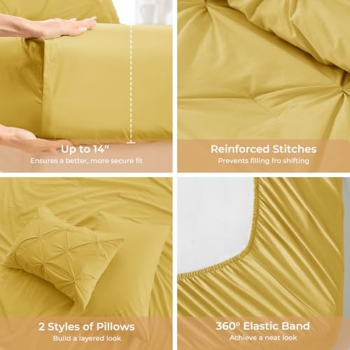 Sasttie Queen Comforter Set, 7-Piece Bed in a Bag, Pintuck Bedding Sets - Image 5