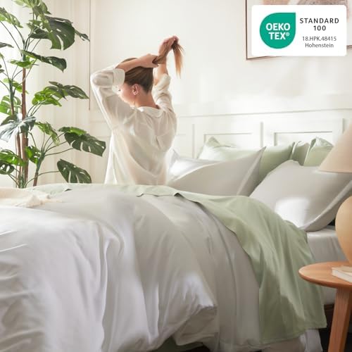 Litanika Queen Comforter Set White, 3 Pieces Lightweight Solid Bed Set - Image 4
