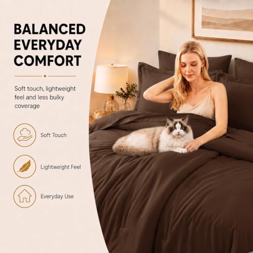 CozyLux Full Size Comforter Set Brown, 7 Pieces Bed in a Bag - Image 4