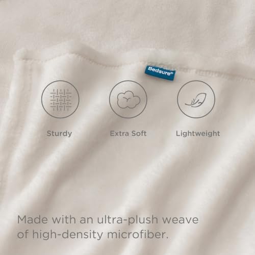 Bedsure GentleSoft Fleece Throw Blanket Linen Beige - Image 4