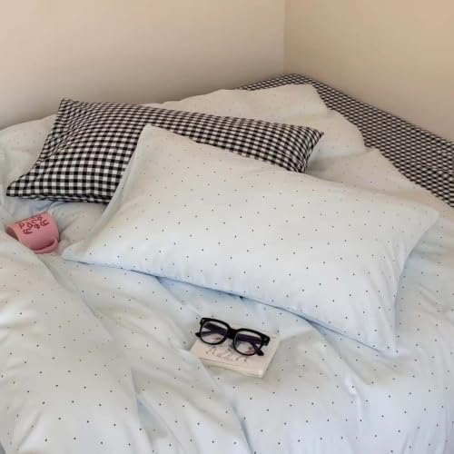 Nayoroom Light Blue Polka Dot Comforter Set Queen Black Dots Bedding - Image 7