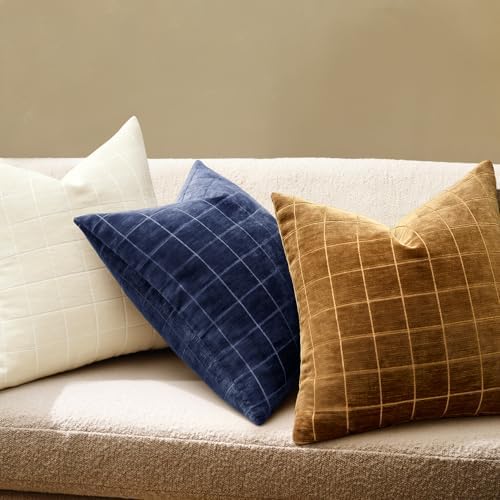 MIULEE Brown Sugar Plaid Fall Decor Throw Pillow Covers 20x20 Set of 2 - Image 3
