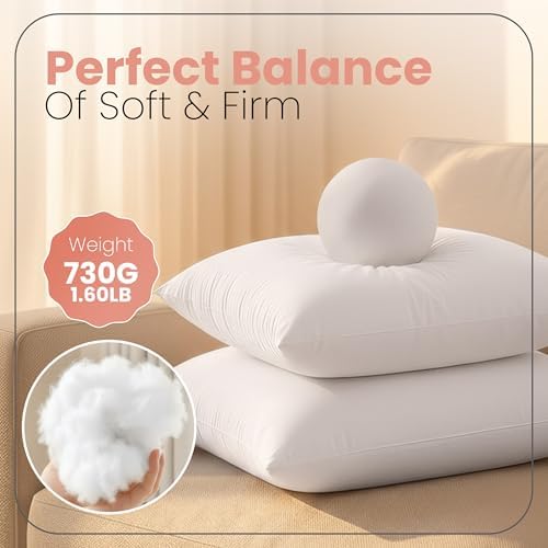Utopia Bedding 22x22 Pillow Inserts, 2 Pack - Image 2