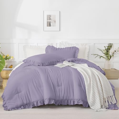 Andency Purple California King Comforter Set, 3 Pieces Shabby Chic Bedding - Image 2