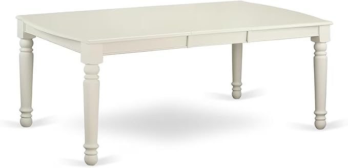 East West Furniture DODA9-LWH-24 9 Piece Kitchen Table Set Includes a Rectangle Dining Table with Butterfly Leaf and 8 Polyester Fabric Padded Chairs, 42x78 Inch, linen white