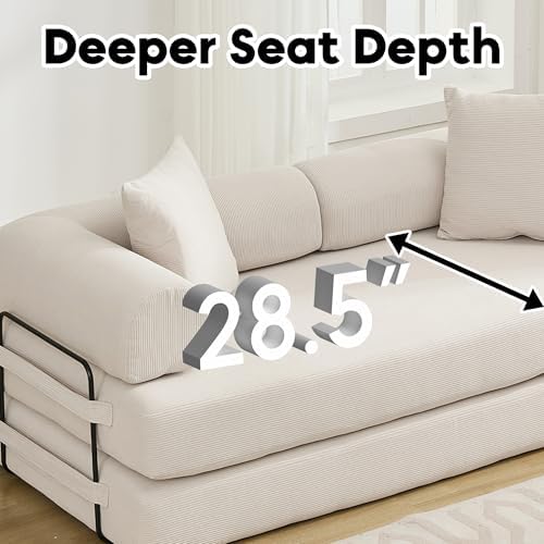 78" Convertible Futon Sofa Bed, Boneless Couches - Image 3
