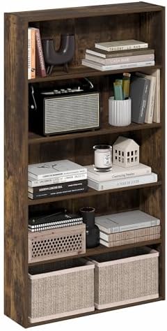 Furinno Basic Book Shelf, 5-Tier Bookshelf, Storage Organizer Bookcase by Furinno-FitsYourSpaceFitsYourBudget