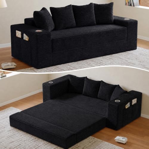 78" Boneless Couch for Living Room, Futon Sleeper Sofa Bed by Fancyfire