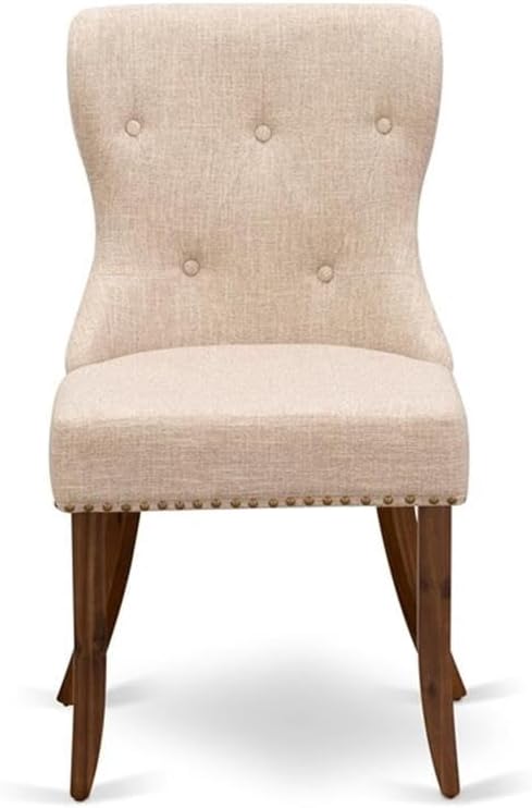 East West Furniture DLSI5-AWA-04 5 Piece Kitchen Table Set for Small Spaces Consist of a Round Wooden Table with Dropleaf and 4 Upholstered Chairs, 42x42 Inch, Antique Walnut
