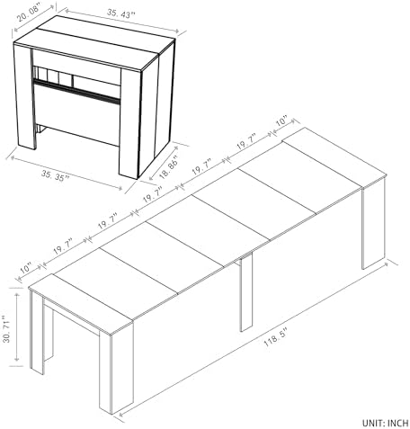 Extendable Dining Table, Expandable Folding Console Table - Image 2