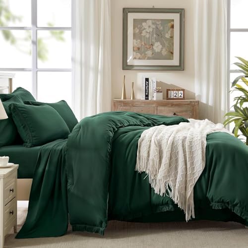 Andency Oversized King Comforter Set, 7 Pieces Emerald Green Bedding - Image 6