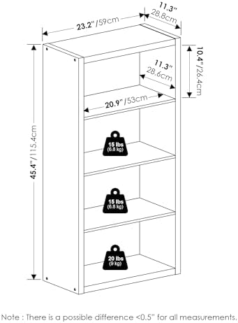 Furinno Viola Book Shelf, 4-Tier Bookshelf, Extra Thick Frame Bookcase - Image 3