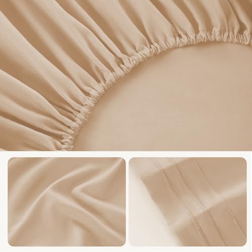 ROSE&RISY Khaki King Sheet Set, 4 Pieces Soft Bedding King Sheet Set, - Image 6