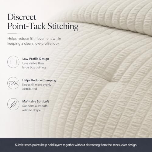 CozyLux Oversized King Comforter Set 120x98 in, 7-Piece Oatmeal Seersucker - Image 4