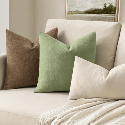 MIULEE Sage Green Chenille Couch Lumbar Throw Pillow Covers - Image 2