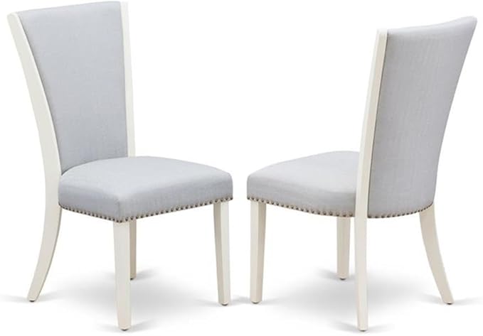 East West Furniture V027VE005-6 6 Piece Dining Table Set Contains a Rectangle Dining Room Table with V-Legs and 4 Grey Linen Fabric Parson Chairs with a Bench, 40x72 Inch, Multi-Color