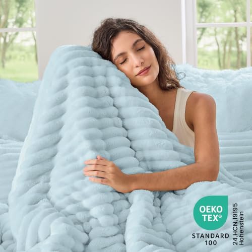 Sasttie Twin/Twin XL Comforter Set, Light Blue - Image 6