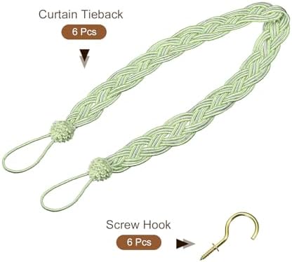 uxcell 6Pcs Curtain Tiebacks, 58cm/23 Braided Drapery Holdback Holder - Image 3