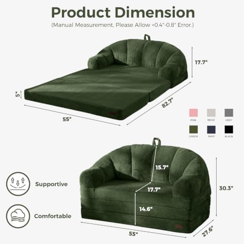 MAXYOYO Folding Sofa Bed with Backrest, Boneless Fold Out Couch with Handle - Image 3