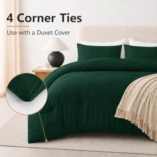 CozyLux Twin Comforter Set, 2 Pieces Down Alternative Bedding Emerald Green - Image 4