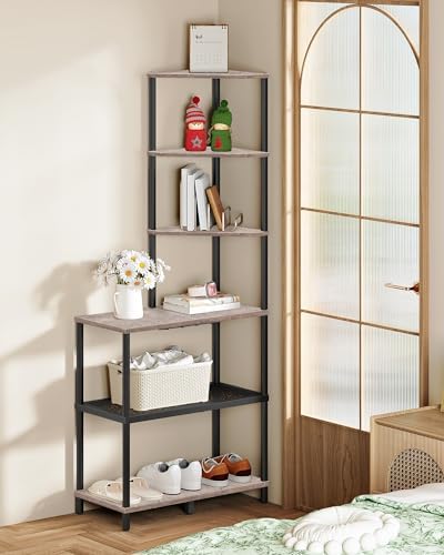 6-Tier Corner Shelf, Industrial Corner Bookshelf - Image 6