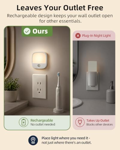 EZVALO Rechargeable Motion Sensor Night Lights, 2 Pack Magnetic Stick-On LED - Image 3
