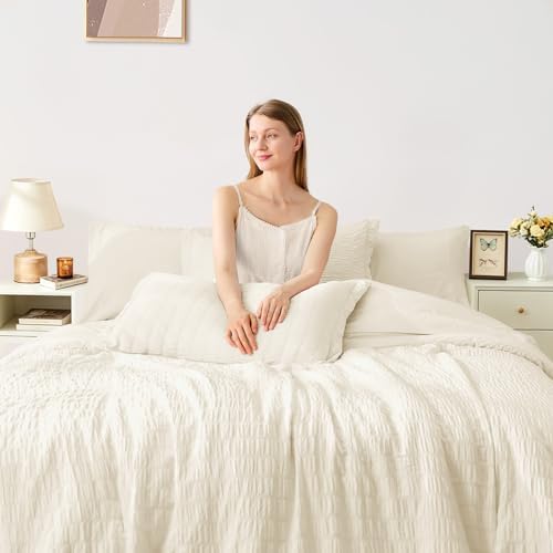 Cream White Full Size Comforter Sets - Image 3