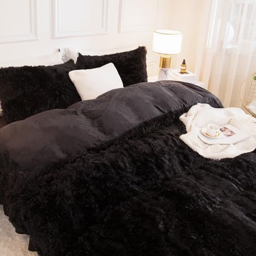 Andency California King Comforter Set Black, Fluffy Faux Fur Warm Bed Set - Image 3